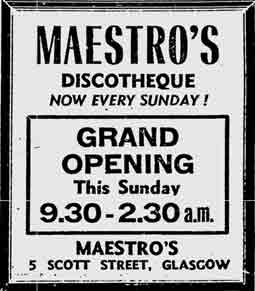 Maestro's 5 Scott Street advert 1975